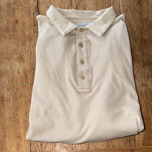 Southern Tide Tan Striped Polo Long Sleeve Shirt size XL
